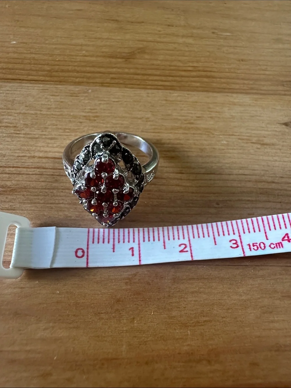 Red & Silver Statement Ring
